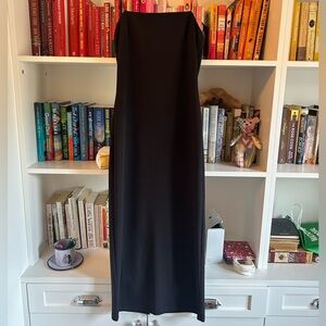 Black Strapless Midi Dress